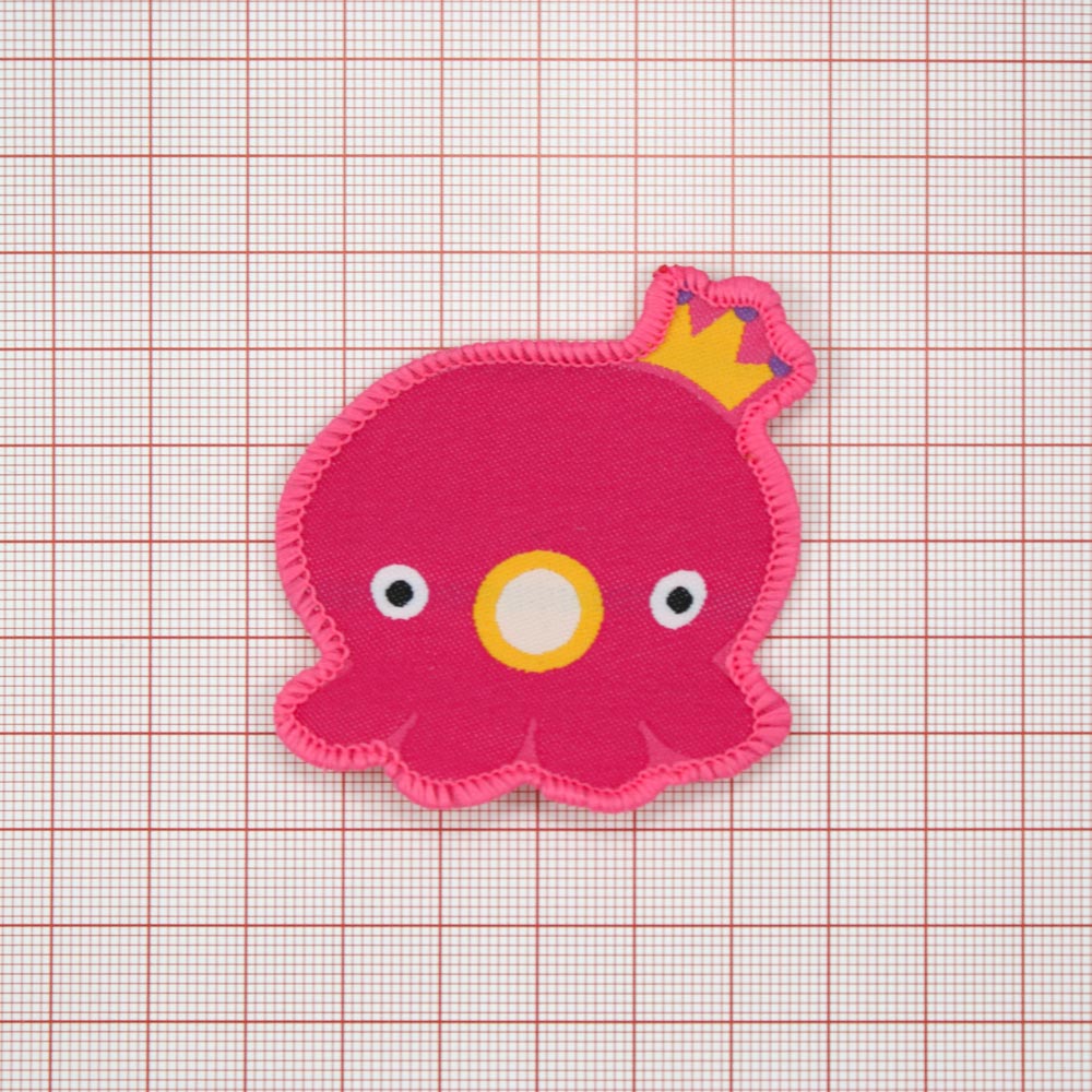 Нашивка тканевая Медуза принцесса 49х56мм, с оверлоком /atkisatin/, шт. Нашивка Детская