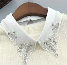 Воротник с бабочкой из белых камней и страз, белый, шт. Воротники