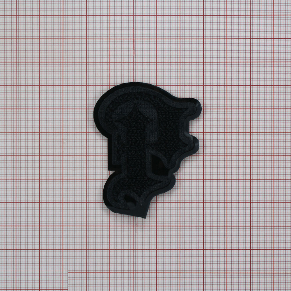 Лейба п/у Р и вышивка 6*8см черный, ворс. Лейба Кожзам