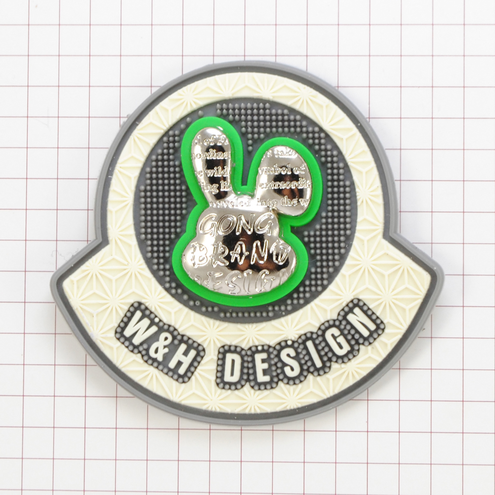 Лейба рез., заяц метал., W&H DESIGN, серый, зеленый, бежевый, 6,5*6см, шт. Лейба Резина