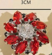 Украшение для пуговицы Цветок,камень красный, камень белый. шт. Украшение для пуговицы