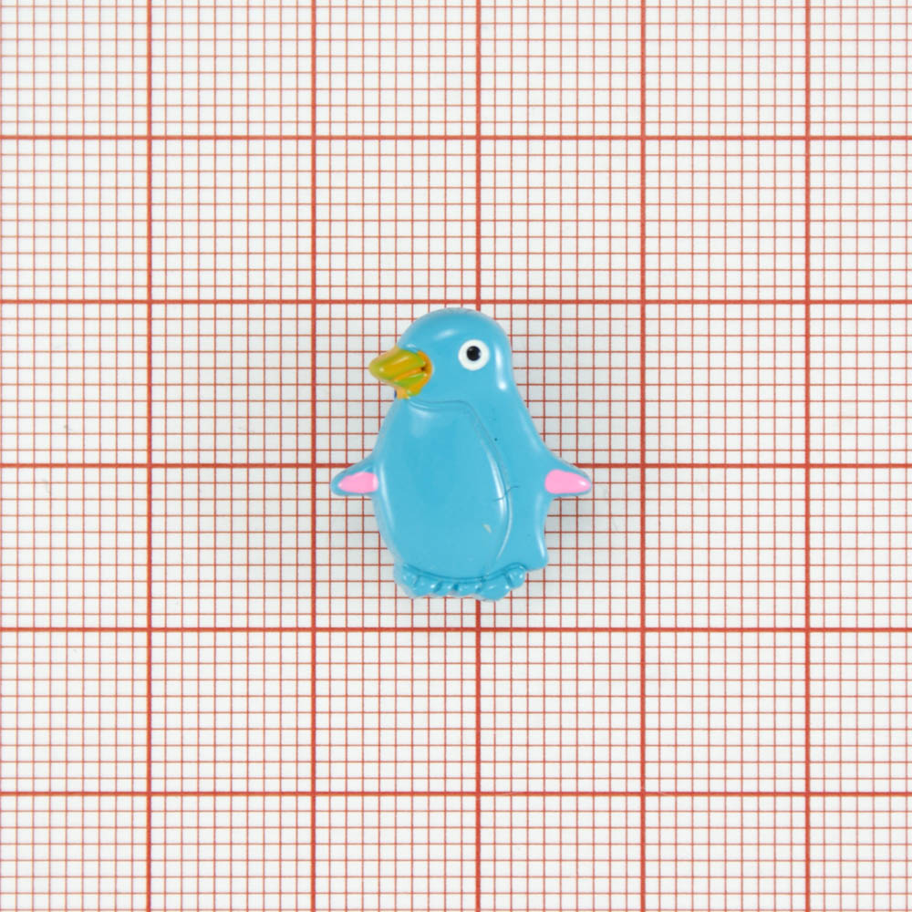 Пуговица детская CD-087 Пингвин голубой 17,8мм, шт. Пуговица Детская