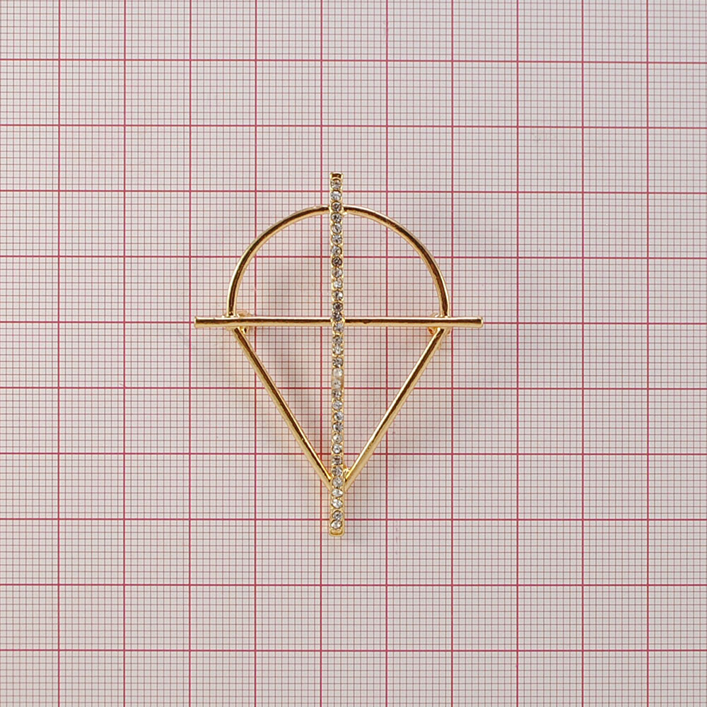 Брошь Крест золото, белые камни. Броши