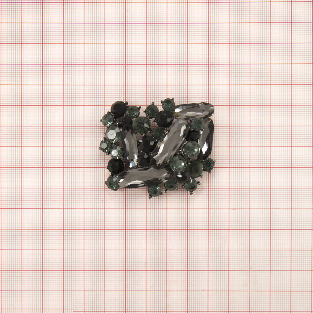 Краб металл Горка Левая 6*4,5см BN, black diamond, черные камни. Крабы Металл Геометрия Декор