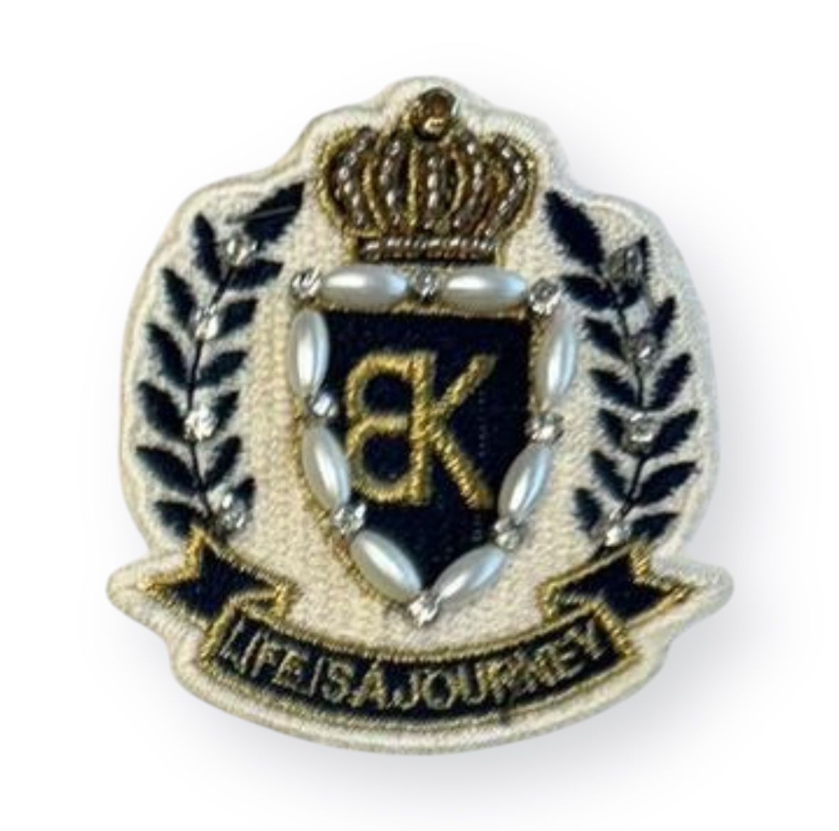 Шеврон фигурный Эмблема BK, белый, синий, золотой, розовый, шт. Нашивка Ткань