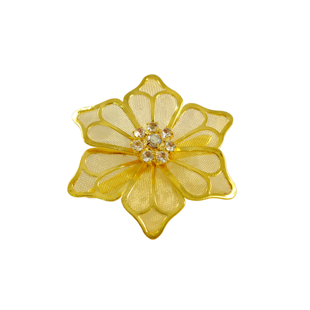 Краб металл Цветок, 4см, GOLD, метал. сетка, белые камни, шт. Крабы Металл Цветы, Жуки