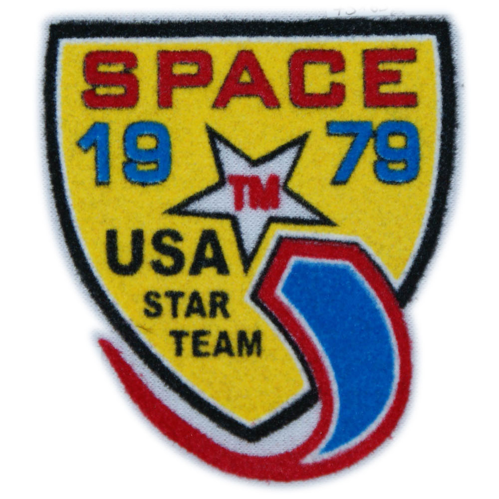 Термоаппликация флок SPACE 1979 USA STAR TEAM, 70*60мм, желтый, звезда, шт. Термоаппликации Флок, Войлок