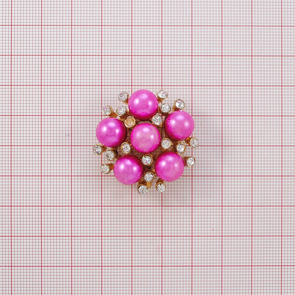 Краб металлGOLD Бусы розов. бусы, бел. камни, шт. Крабы Металл Геометрия Декор