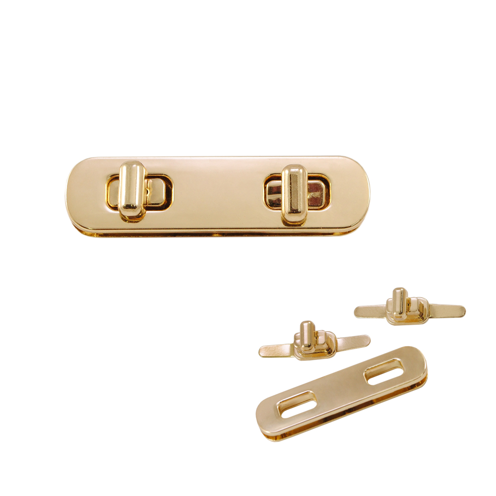 Застежка сумочная S10070 Планка 2 замка 51*15мм краб, GOLD, шт. Сумочная фурнитура