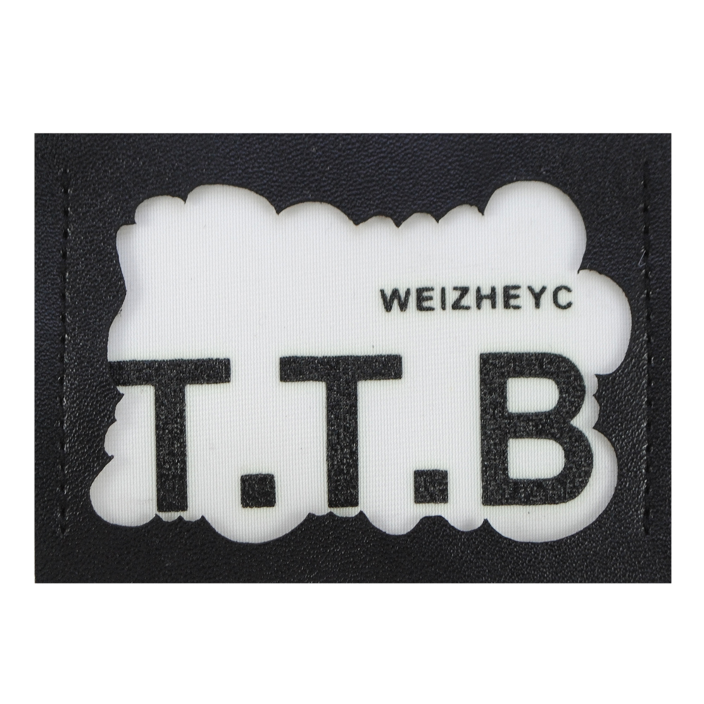 Лейба к/з T.T.B, 7,3*5,3см, чёрный., бел., вставка ткань, шт. Лейба Кожзам