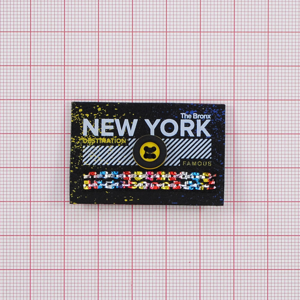 Лейба резиновая NEW YORK, 4,5*3см, черный, желтый, серый, шт. Лейба Резина
