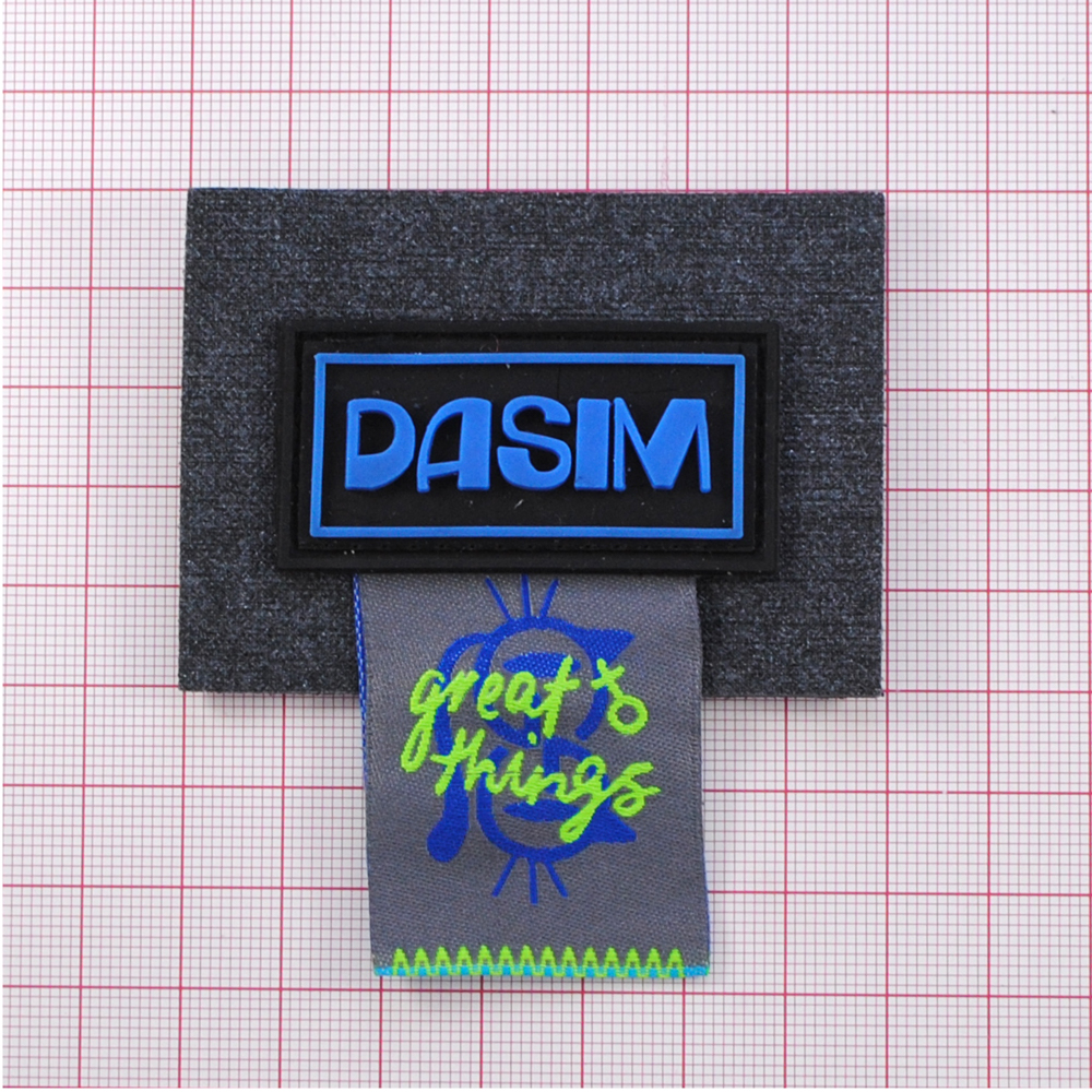 Лейба ткань и рез., DASIM, 7*7,8см, сер., син., чёрн., салат.,  флажок, шт.. Лейба Ткань