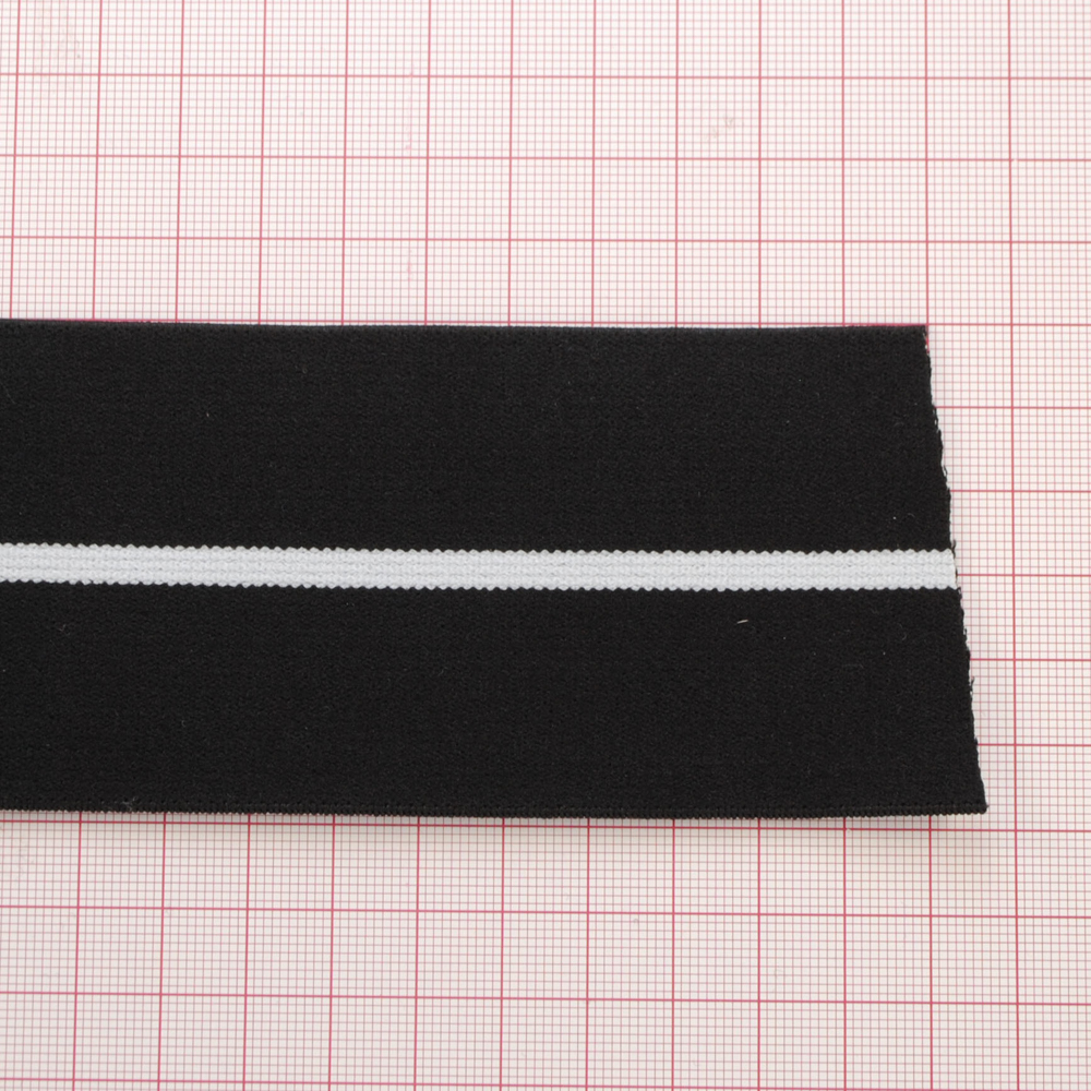 Резинка Полоса, 6см, черный, белый, ярд. Резинка