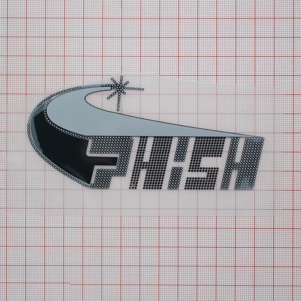 Термоаппликация резиновая PHISH 12,5*6см черный, белый, шт. Термопереводки Резиновые, Термопленка