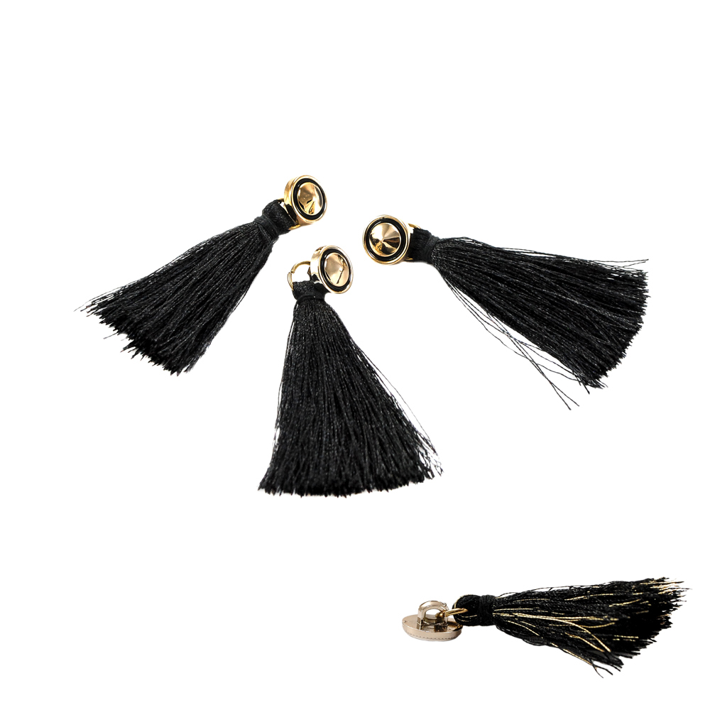 Брошь Кисточка Кнопка точка 45*55мм черная, NIK, шт. Броши