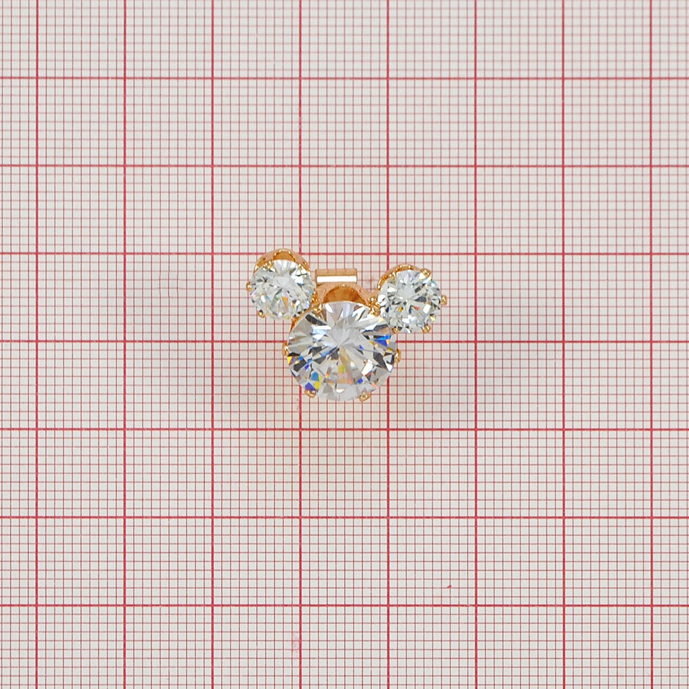 Краб Камень оправа Микки 20*17мм GOLD, камни кристаллы 12мм и 7мм /на скобе/. Крабы Металл Цветы, Жуки