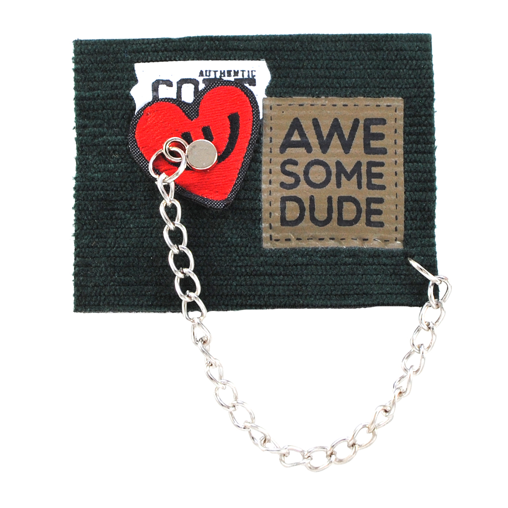 Лейба ткань., Сердечко-смайлик 6,5*5см, зел., бел., кр., цепь, шт. Лейба Ткань