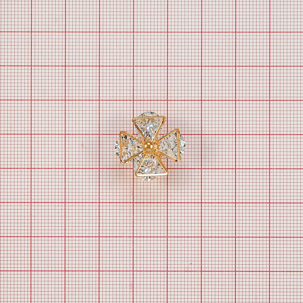 Краб Камень оправа Пропеллер Крест 20мм GOLD, камни кристалл 8мм /на скобе/ . Крабы Металл Цветы, Жуки