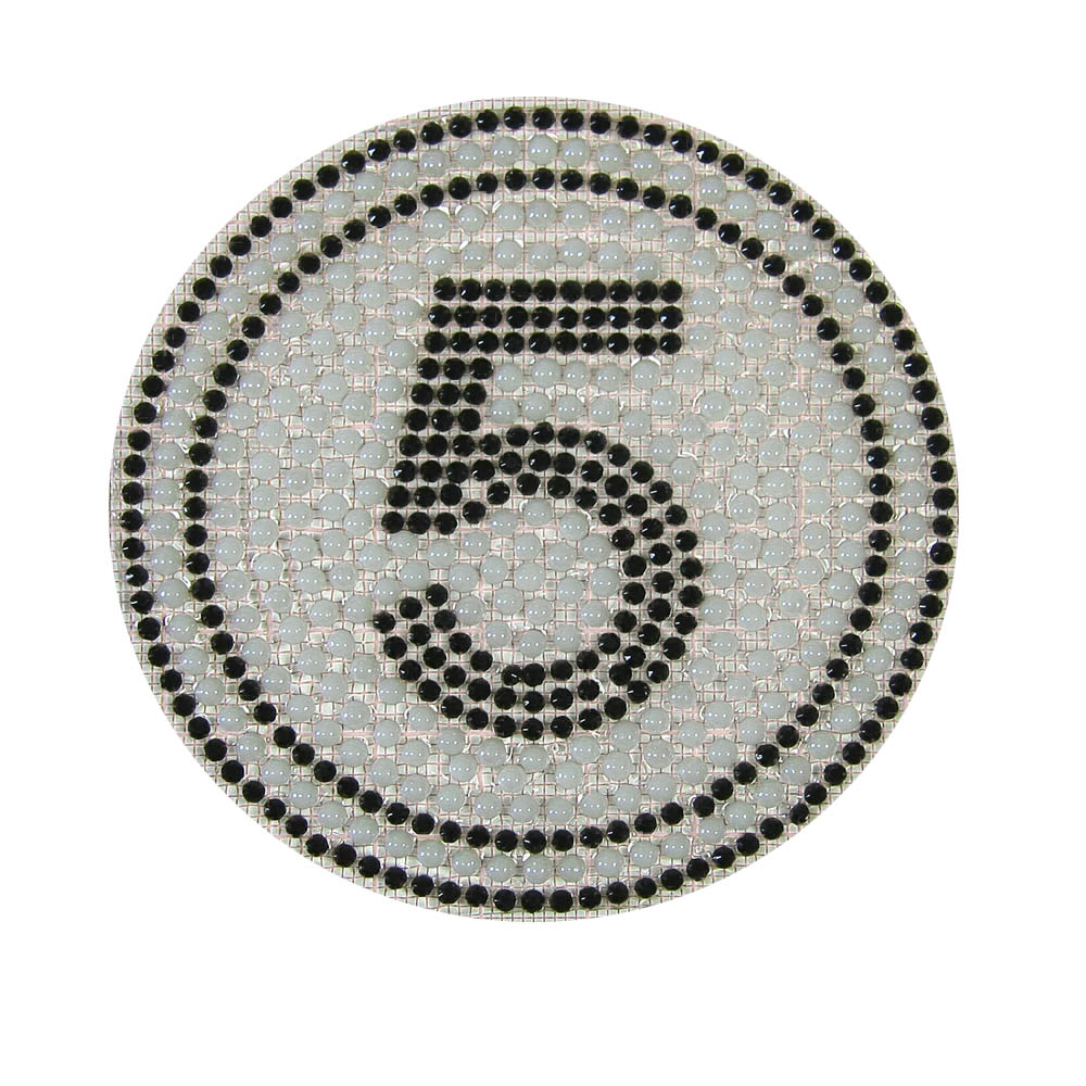 Аппликация клеевая стразы 5-ка 8см белый жемчуг, черные камни, шт. Аппликации клеевые Стразы комб.