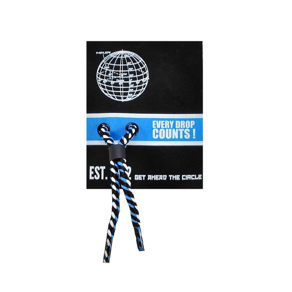 Лейба тканевая со шнурком Глобус Every Drop, 7*8.5см, черный, белый, синий,  шт. Лейба Ткань