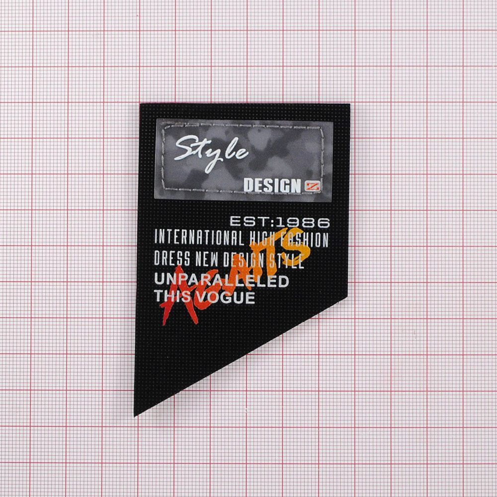 Лейба тканевая Style Design, 6*9см, серый, черный, оранжевый, белый, шт. Лейба Ткань