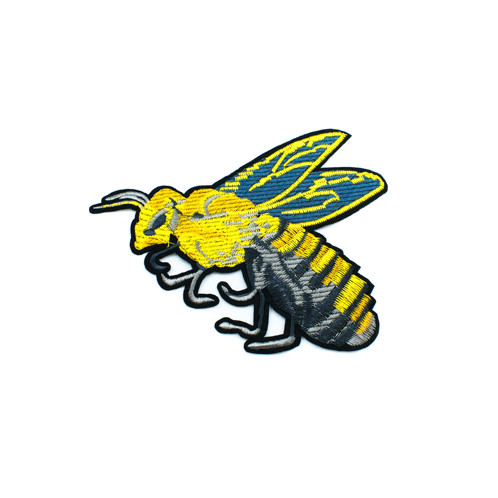 Нашивка тканевая Оса 15*17см желый, серый, темно-серый, черный, шт. Нашивка Вышивка, Ткань