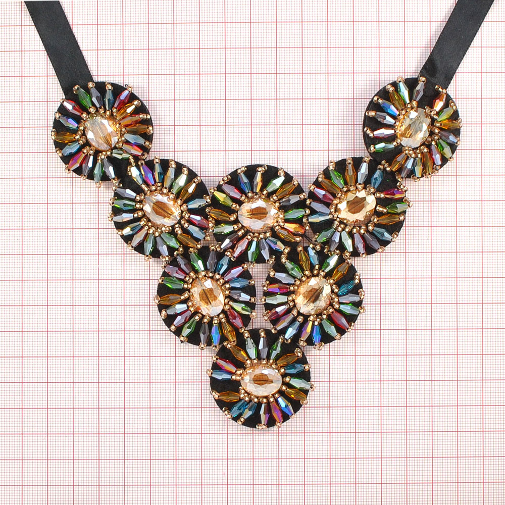 Воротник FY-253 Диски камни топаз, цветной бисер, шт. Воротники