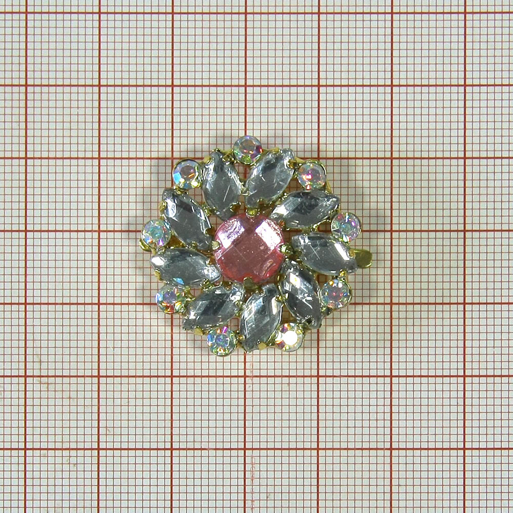 Краб металл HW-1866 краб, розовый камень, NIKEL. Крабы Металл Цветы, Жуки
