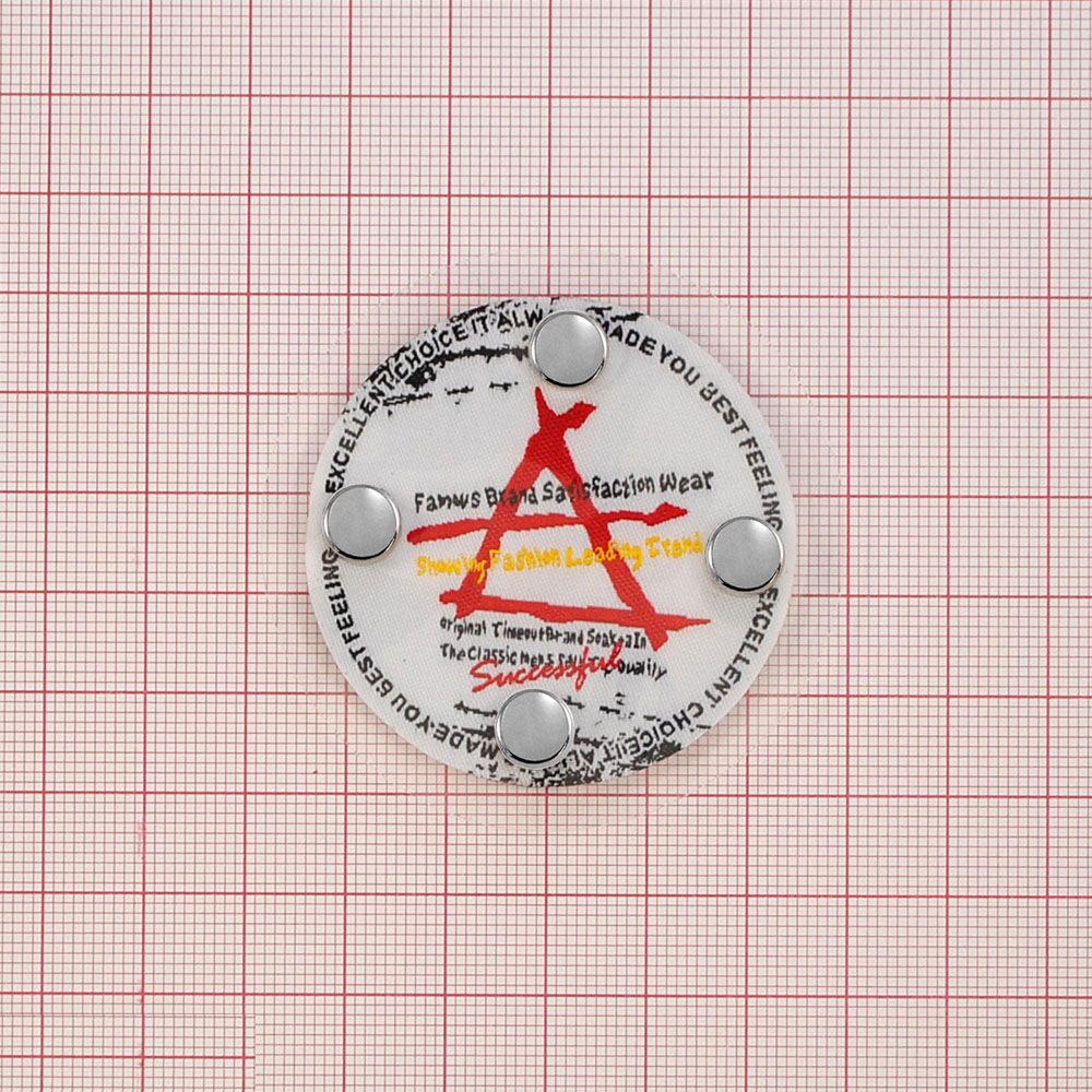 Лейба клеенка с холитенами 5,5*5,5см, белый, черный, красный, желтый, никель, шт. Лейба Клеенка