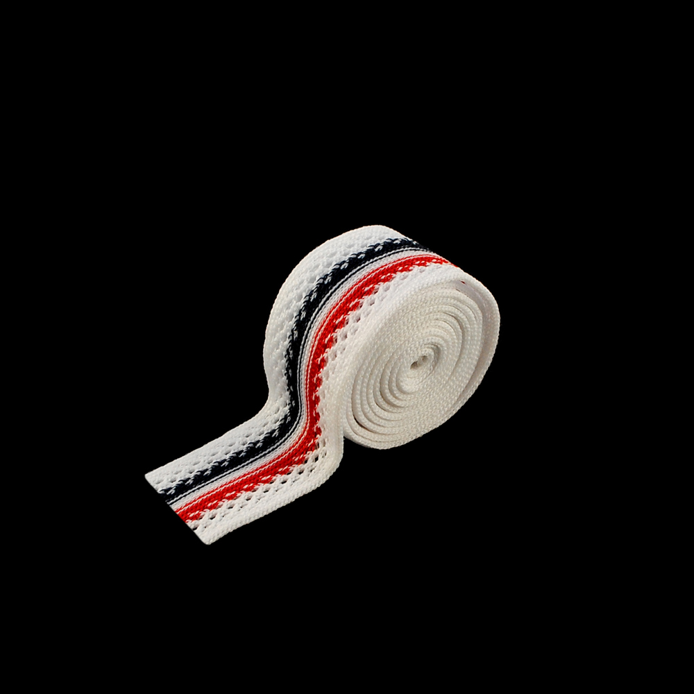 Тесьма лампасная Полосы 2,4см, белый, красный, черный, 80ярд. Тесьма