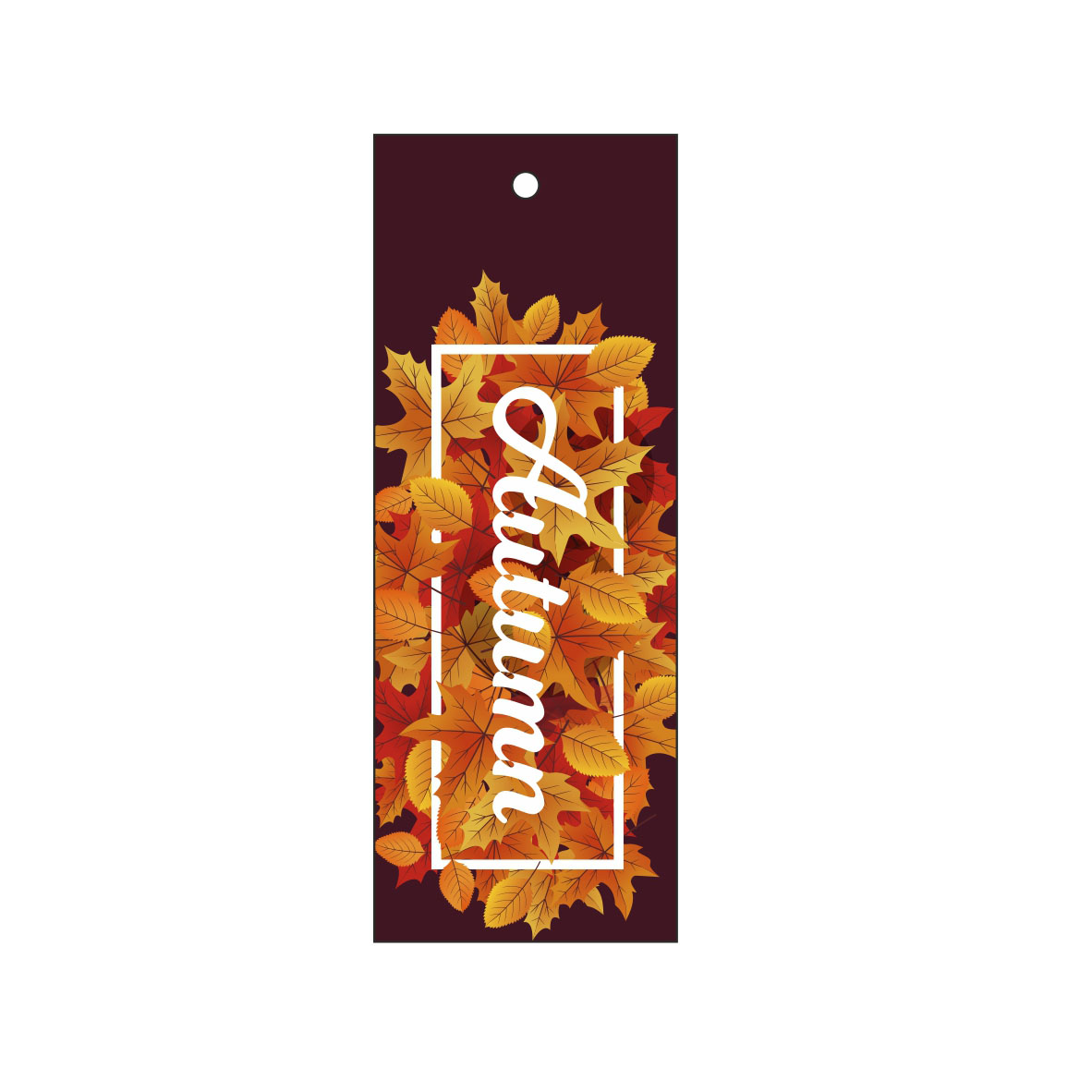 Этикетка бумажная Autumn (с рамкой, листва) 45*120мм, УФ-лак /картон 250грамм/ шт. Этикетка бумага