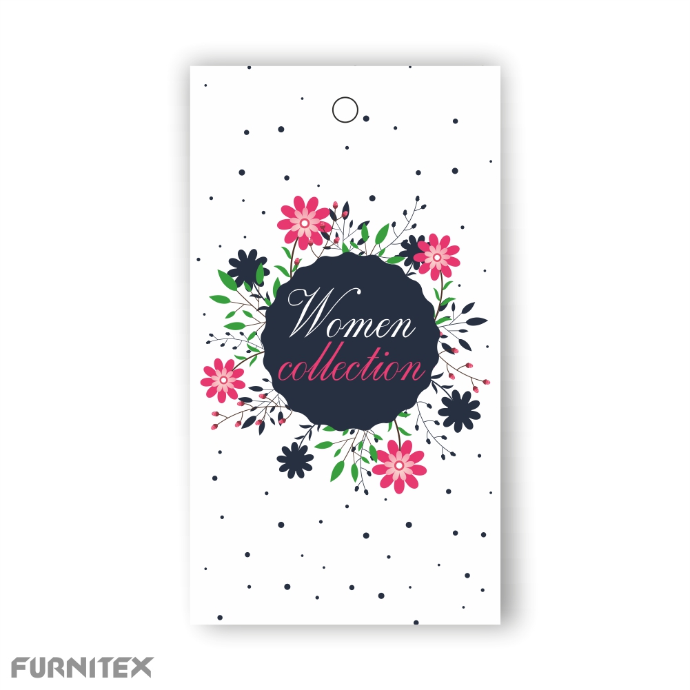 Этикетка бумажная Women collection (букет) 50*90мм, полноцвет, гибридный УФ-лак /меловка 350гр/, шт. Этикетка бумага