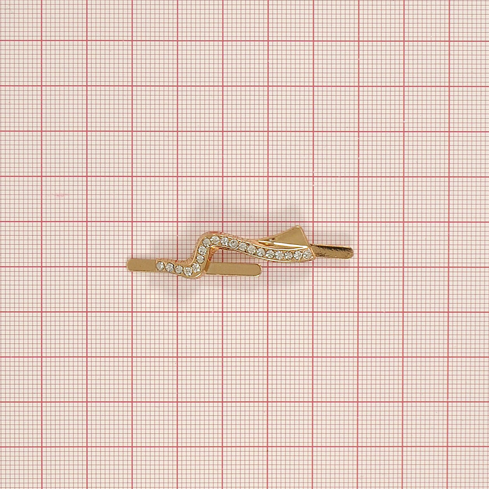 Краб металл Зигзаг 35*12мм GOLD, белые камни. Крабы Металл Геометрия Декор