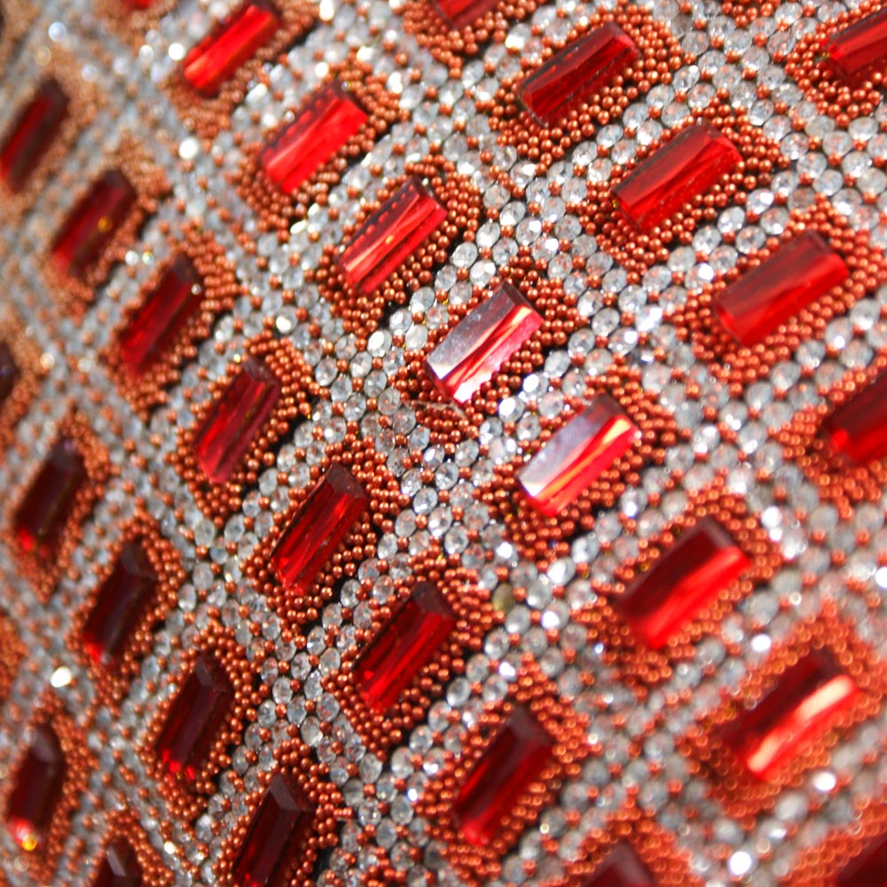 Стразы полотно клеевое №33 Плитки красные 10*5мм, белые камни 2,2мм, 40*24см, 1лист. Полотна из страз