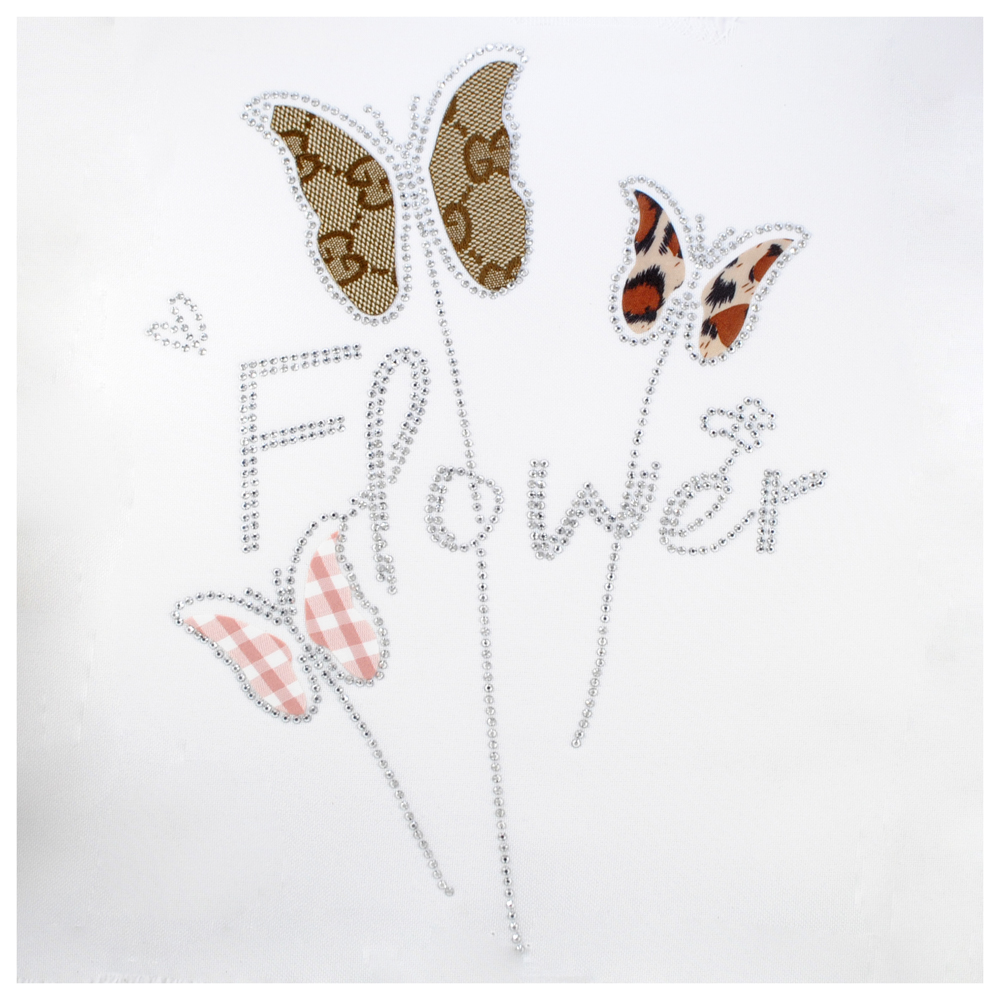 Термоаппл. из страз Flower, бабочки, 17*22см, серебро., корч, шт. Аппликации клеевые Стразы комб.