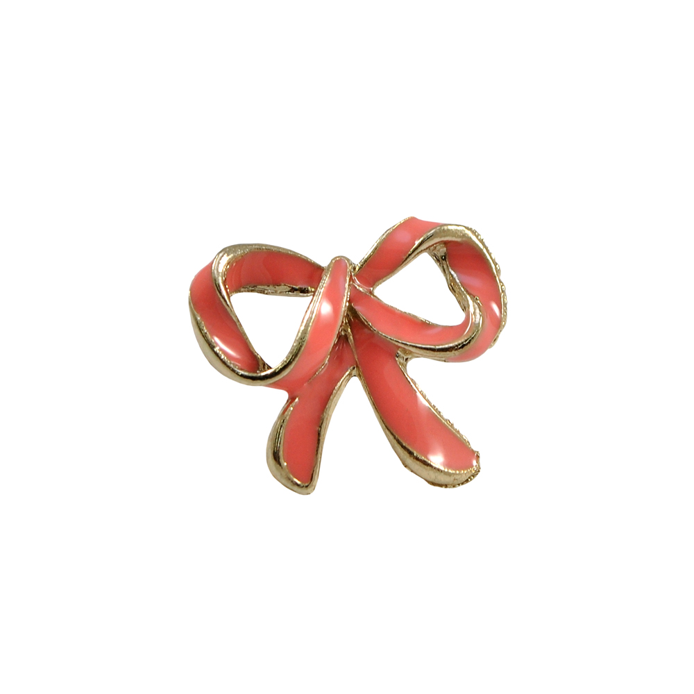 Краб металл Бантик 2,6см GOLD, эмаль коралл., камни, шт . Крабы Металл Геометрия Декор