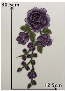 Аппликация пришивная вышитая Розы, 30,5*12см, фиолетовый, зеленый, шт. Аппликации Пришивные Ткань, Органза