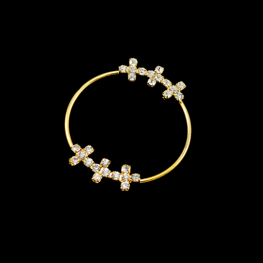 Украшение стеклянное А-30 GOLD /обруч, кресты/. Перетяжка металл со стразами