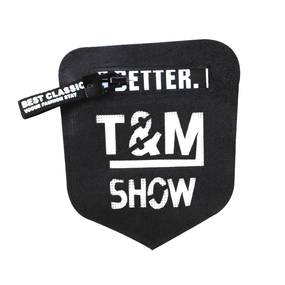 Аппликация пришивная кожзам T&M Show Vogue карман пятиугольный, змейка 11*9см черно-белая, шт. Нашивка Кожзам