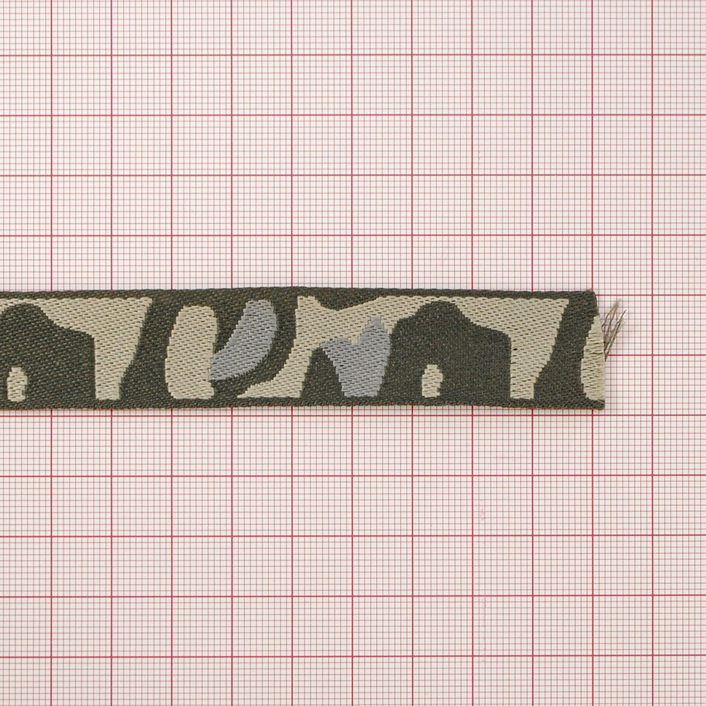 Тесьма Камуфляж 2см, коричневый, бежевый, серый, 50ярд. Тесьма