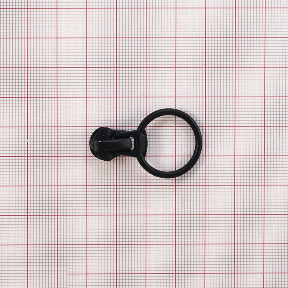 Бегунок металл №5 с подвеской 39*24мм, Кольцо, черный, шт. Бегунок