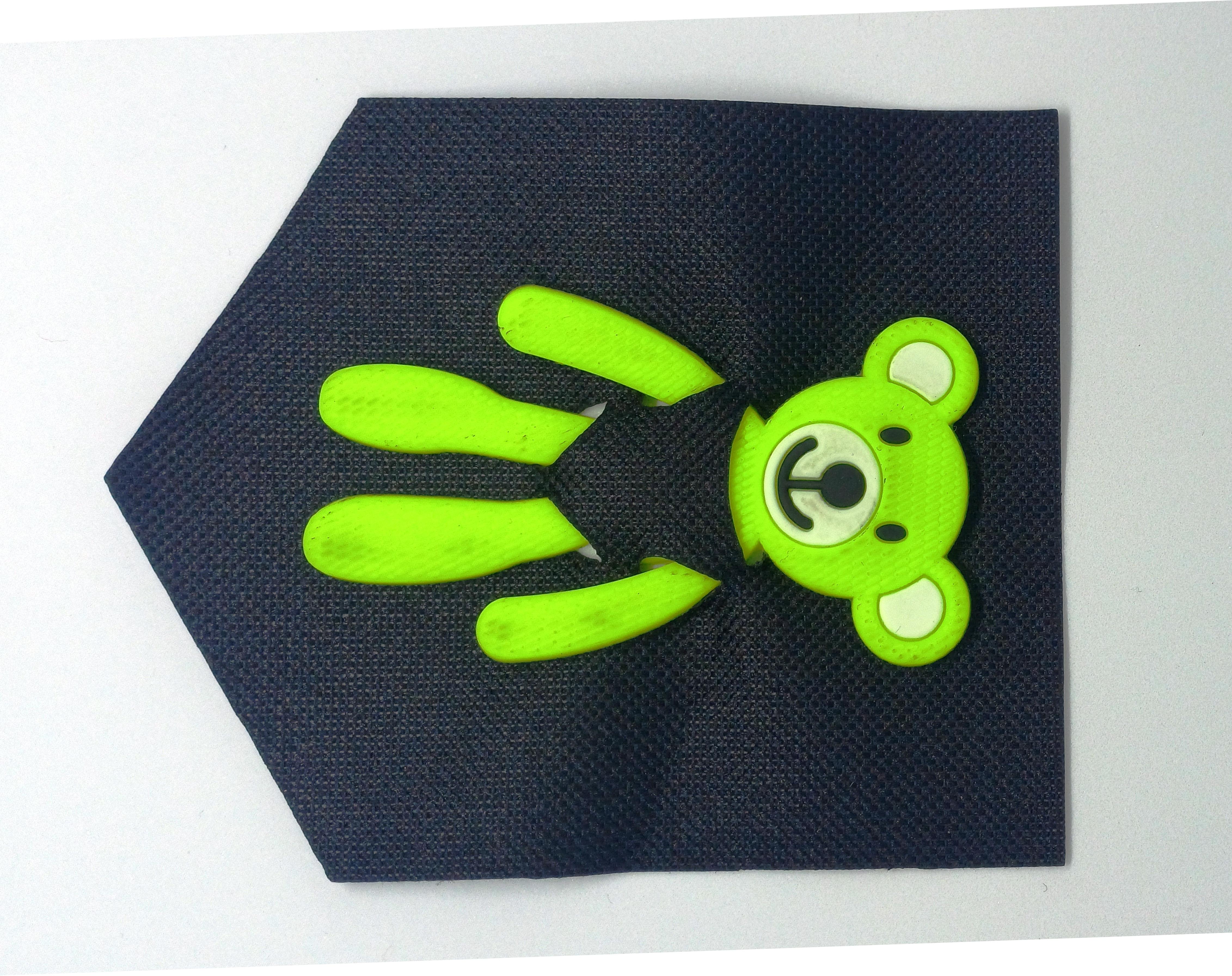 Лейба ткань и резина Мишка в кармане, 8,8*10,5см, черный, светло-саталовый, шт. Лейба Ткань