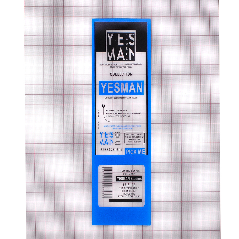 Лейба клеенка YES MAN, 6*21см, черный, белый, голубой, прозрачный, шт. Лейба Клеенка