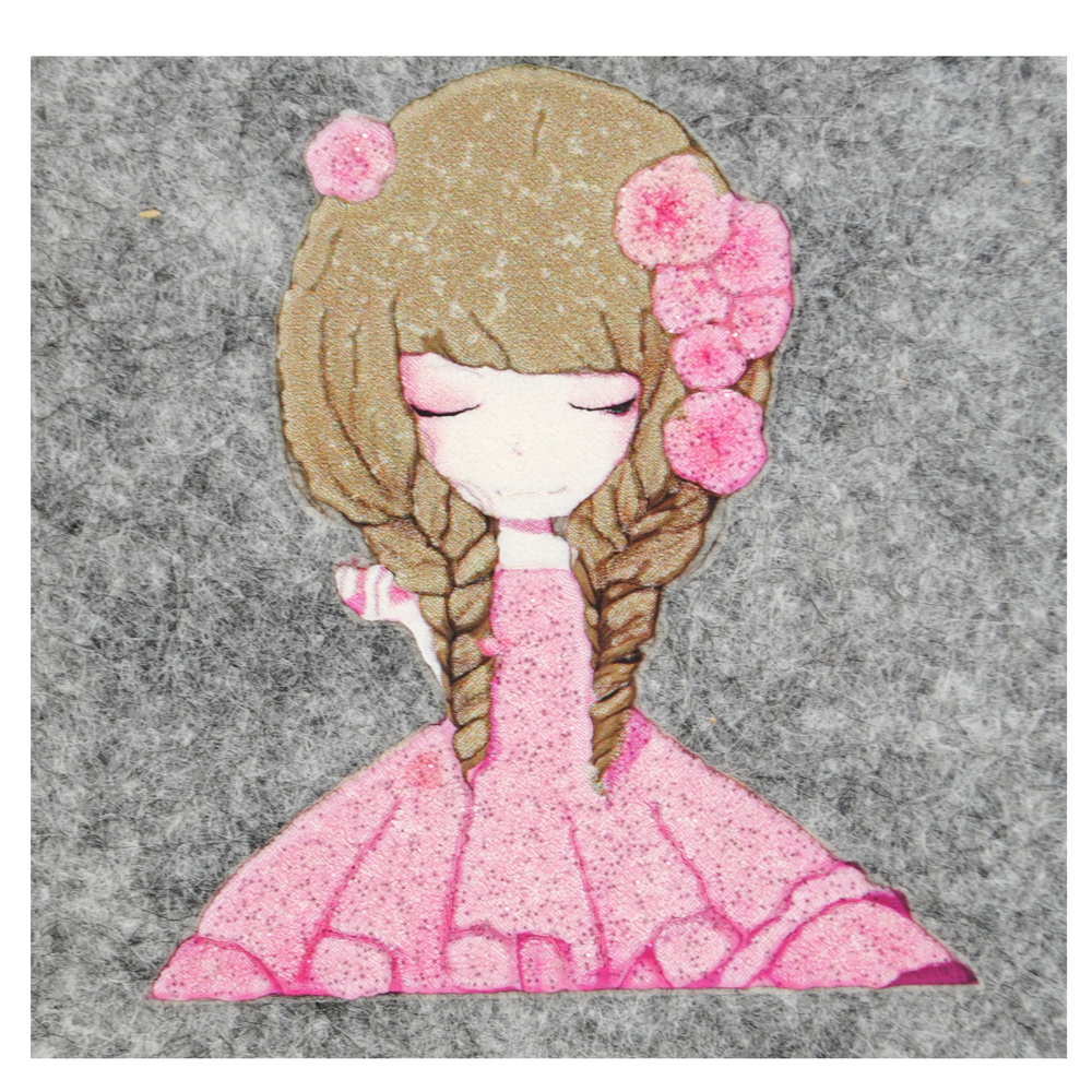 Термоаппликация Девочка Сакура мальнькая 5,5*6см., розовая, шт. Термоаппликации Накатанный рисунок
