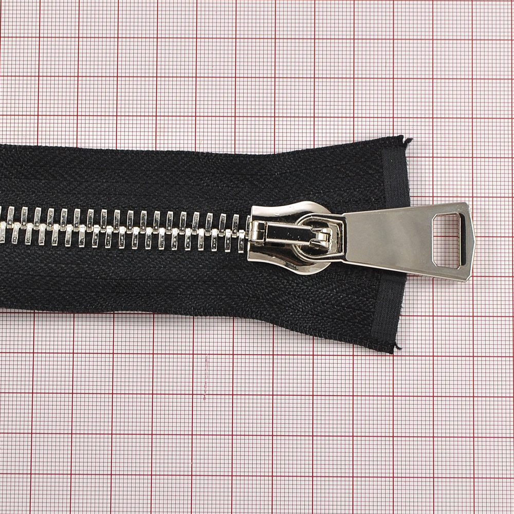 Змейка металлическая №12 80см, О/Е, Nickel и черная ткань, шт. Змейка Металл