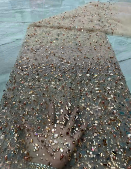 Сеть со стразами, ширина 130см, розовая, разноцветные камни, ярд. Сеть со стразами