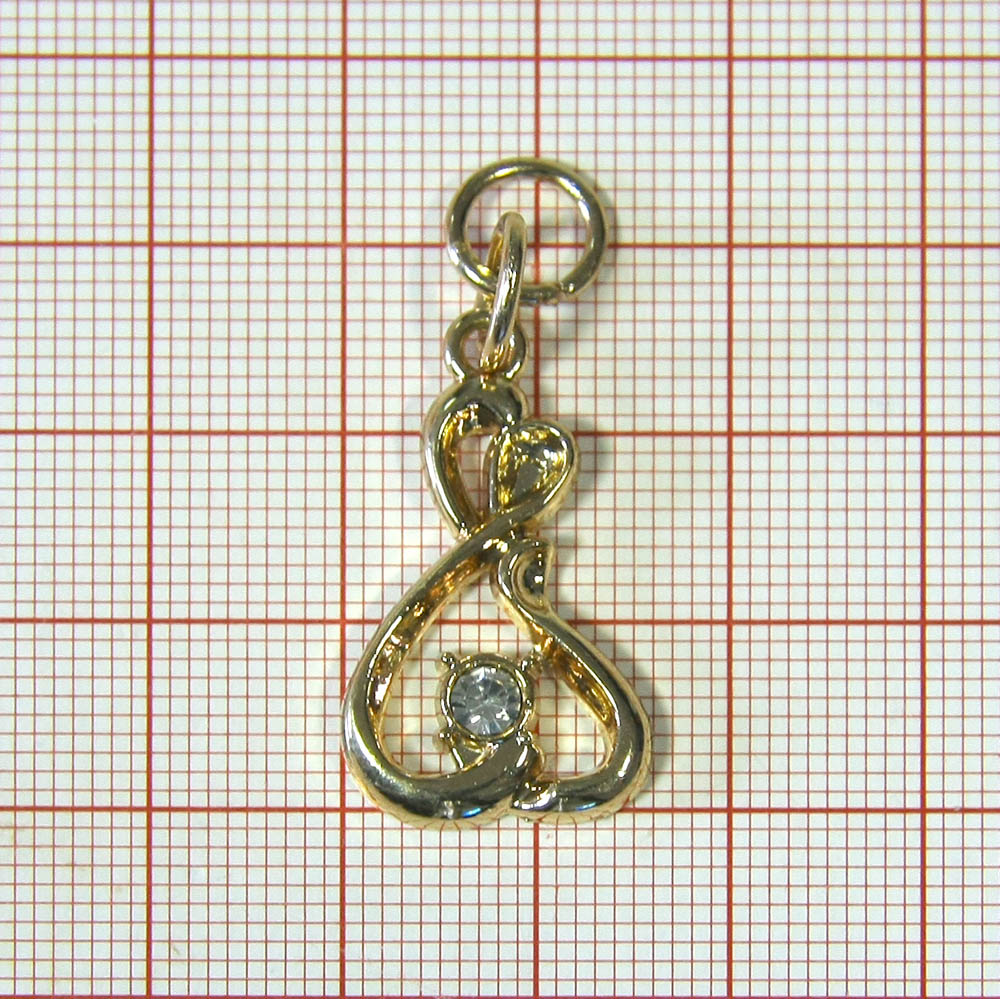 Подвеска металл HX- 022 Платье контур, 35мм GOLD, белый камень, шт. Подвески