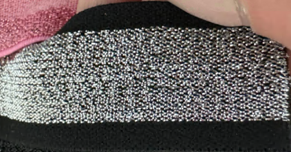 Резинка 2,5см, черная и серебряный люрекс полоска, ярд. Резинка