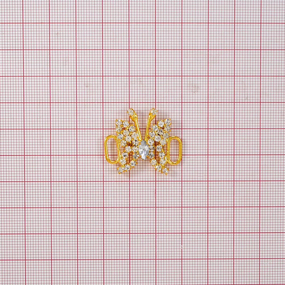 Укр.стекл. 7799 GOLD. Перетяжка металл со стразами