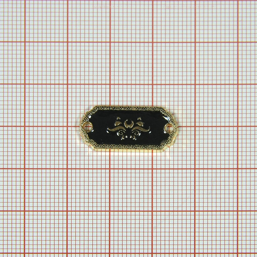 Лейба металл Осьминог 23*11мм пришивная, GOLD, черная эмаль. Лейба Металл